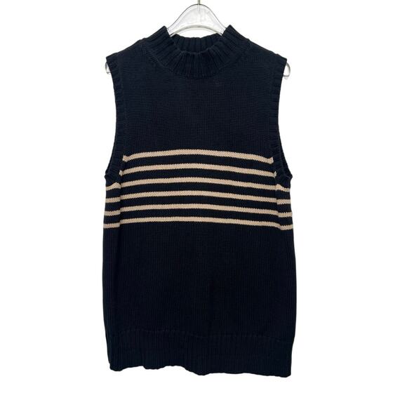 90s Liz Claiborne Knit Striped Crew Neck Sweater Vest M - Picture 1 of 5